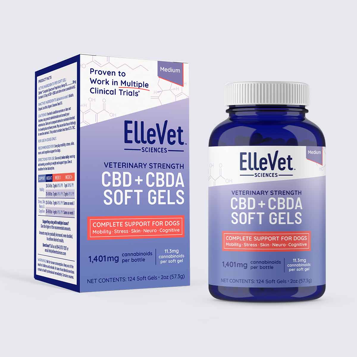 ElleVet Hemp CBD + CBDA Soft Gels - Medium Dog (20-59 Lbs)