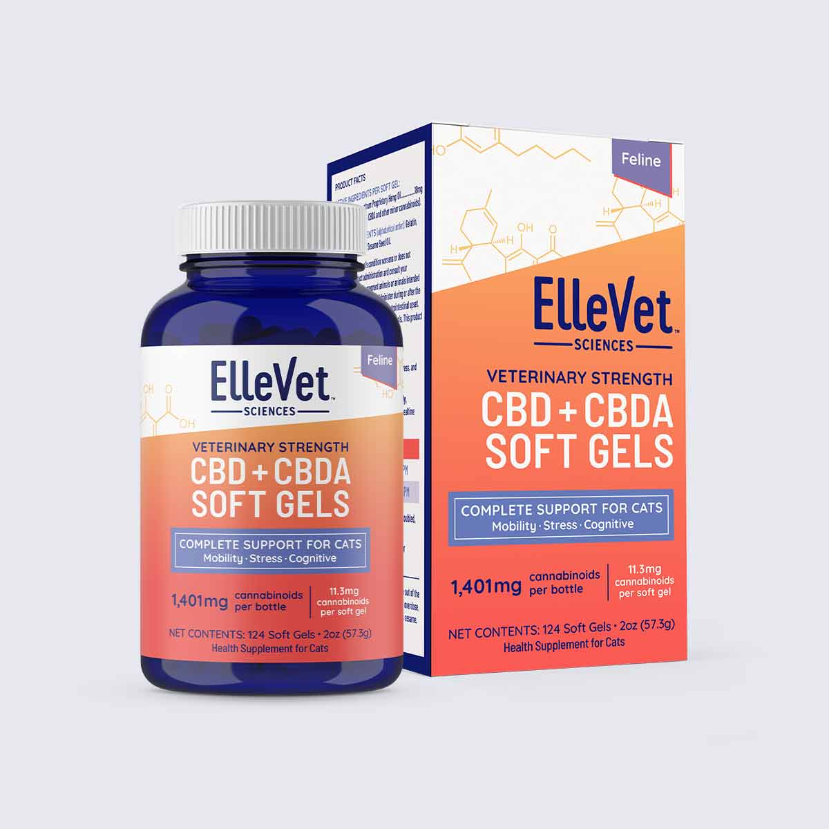 ElleVet Hemp CBD + CBDA Feline Soft Gels